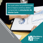 Profesional de mejora continua aplicando simulación de Monte Carlo para anticipar riesgos y resultados en procesos.